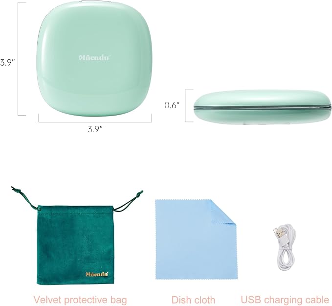 Mocado Compact Mirror with Light-4 Inches Compact 1x/10x Magnifying Mirror | Double Sides Lighted, 3 Colors Lighting, 0-100% Brightness, Diammable Touch, 1200mAh Rechargeable, For Pocket, Purse