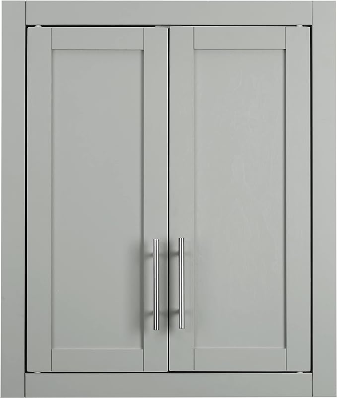 Crosley Furniture Savannah Wall Mounted Bathroom Storage Medicine Cabinet with Shelves, Gray