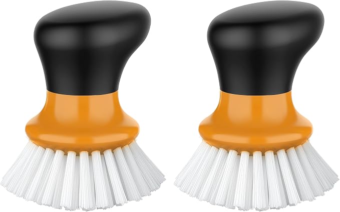 MR.SIGA Dish Scrub Brush, Palm Brush Dish Scrubber, Orange, Pack of 2 | Kitchen Brushes for dishes, pans, pots, sink cleaning, palm scrubber, palm scrub brush, dish scrubber