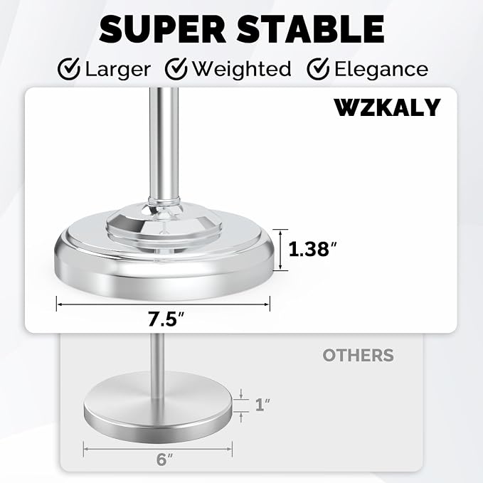 Toilet Paper Holder Stand, Polished Chrome Toilet Paper Holder Free Standing, Post Pivoting Design & Stable Weighted Base SUS304 Stainless Steel for Bathroom(Mega Roll)