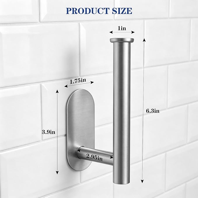 SetSail Adhesive Toilet Paper Holder Wall Mount Brushed Nickel, 2 Packs | No Drill Adhesive,Waterproof and Rustproof Stainless Steel,Wall Mount Design,for Bathroom