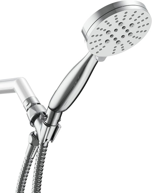 HammerHead Showers® Solid Metal 3-Spray Handheld Shower Head with Extra Long Hose and Shutoff Valve – Chrome - Perfect Dog Shower Head Attachment with 3 High Pressure Sprays - 2.5 GPM