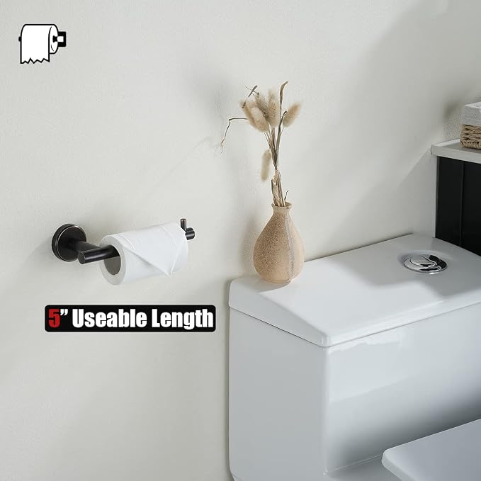 JQK Toilet Paper Holder Oil Rubbed Bronze, 5 Inch 304 Stainless Steel Thick 0.8mm Tissue Paper Dispenser for Bathroom, Hold Mega Rolls Wall Mount, TPH100-ORB