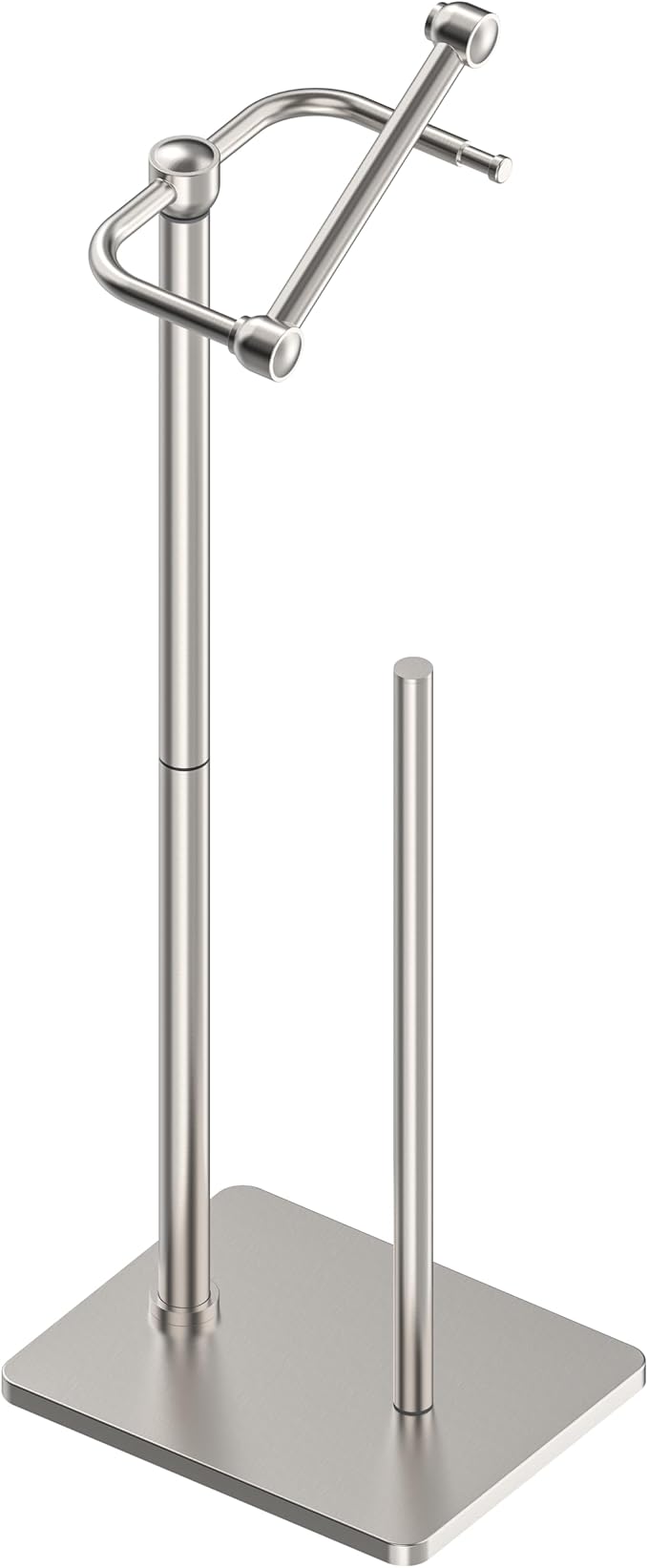 RUACQ Bathroom Toilet Paper Holder Stand with Storage, Brushed Nickel | Pivoting Free Standing Toilet Roll Holder, Holds 4 Reserve Rolls, Anti-drop design, Weighted Base, 304 Stainless Steel