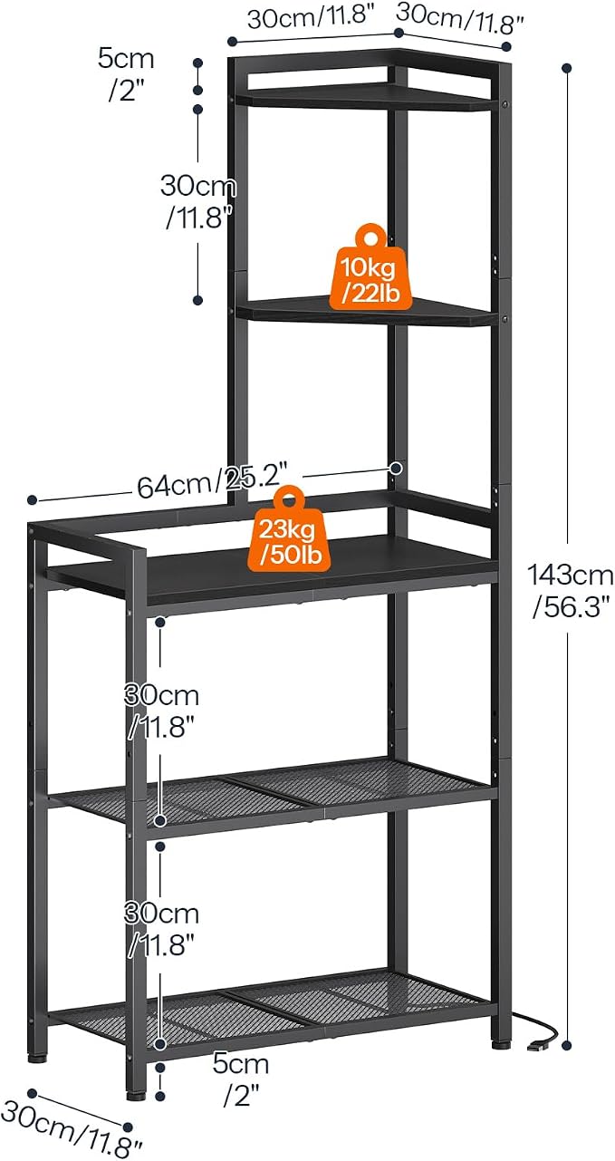 HOOBRO 5-Tier Corner Shelf Stand, Corner Shelf with LED Light, 56.3" Tall Corner Bookshelf, Display Rack Storage Organizer with Table, for Small Spaces, Living Room, Entryway, Black BB69DCJ01