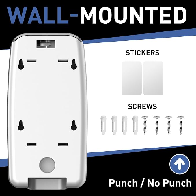 Commercial Soap Dispenser Wall Mount Manual Pump Hand Soap Dispenser 800ml Gel Liquid Hand Sanitizer Dispenser Self Adhesive for Home Bathroom (Silver)