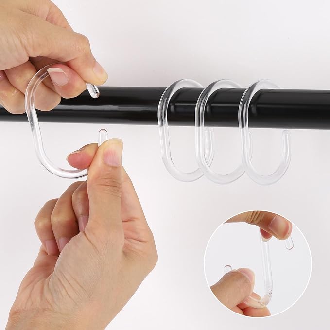 48Pcs Plastic Shower Curtain Hooks C Shaped Shower Curtain Clear Rings