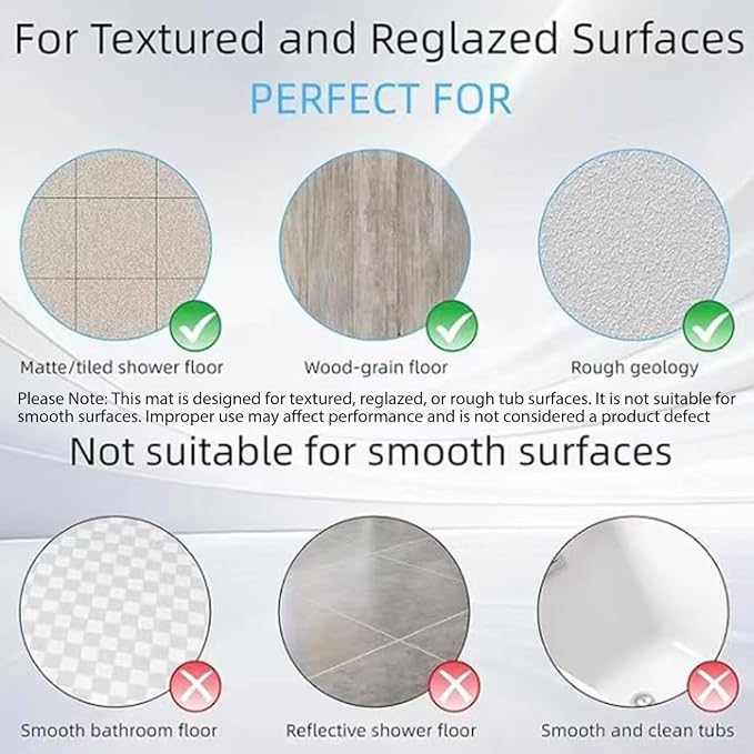Bathtub Mat Non-Slip Silicone Soft Odorless Large Bath Mat No Suction Cups for Refinished,Reglazed and Textured Shower Mats Non Slip Extra Long Tub Mat (16x40inch Grey)