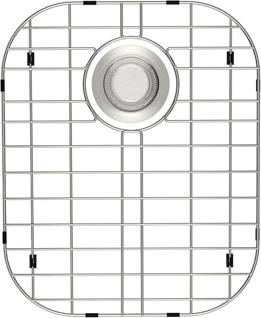 Slideep Sink Protectors for Kitchen with Sink Strainer, Sink Grate for Bottom 16''x13'', Stainless Steel Sink Bottom Grid Rear Drain Hole