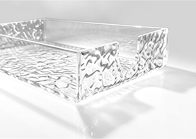 Acrylic Napkin Holder, 9x5.5x1.8 Inch, Paper Towel Holder, Rectangle | Water Ripple Texture, Napkin Tray for Kitchen Dinner Hotel, Table Clear Hand Towel Holder, Bathroom Accessories