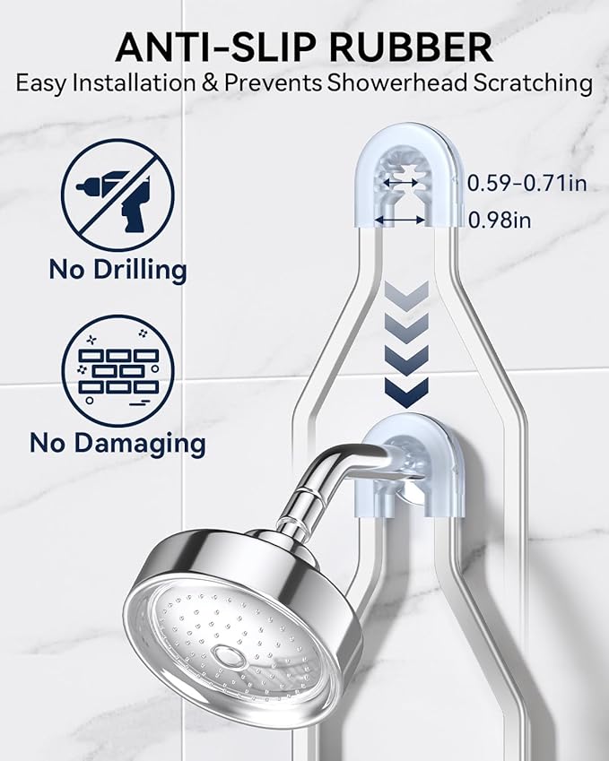 Never Rust Shower Caddy Hanging, Aluminum Shower Racks for Inside Shower, 2-Tier Shower Organizer Hanging Over Shower Head with Hooks and Soap Holder, Silver
