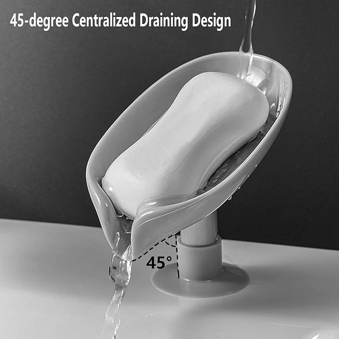 2 Pack Suction Soap Dish for Shower, No-Drill Drain Holder, Removable | 45° Self-Draining Design, Removable for Cleaning, for Shower & Kitchen