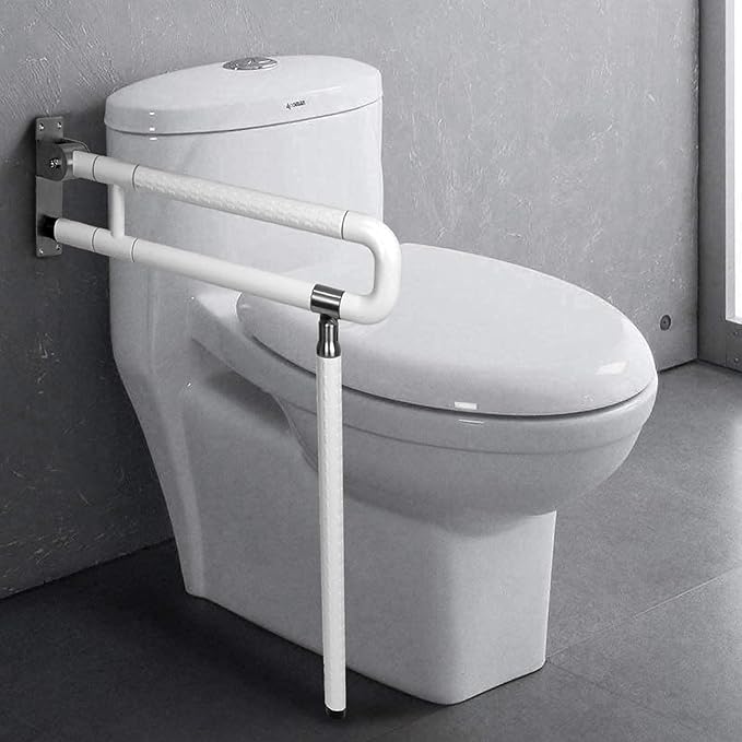 Nisorpa 29.5 INCH Foldable Toilet Grab Bar Flip Up Arm Grab Rails Anti Slip Handrails Bathroom Seat Support Handicap Bar Toilet Safety Rails for Elderly Pregnant Women Disabled