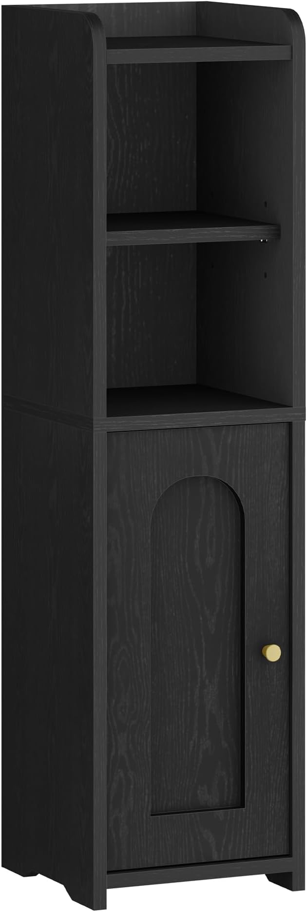 Hzuaneri Bathroom Storage Cabinet, Narrow Toilet Paper Cabinets with Doors | Small Corner Floor Cabinet with Doors and Adjustable Shelf, Bathroom Organizer for Small Spaces, Black BC19704X