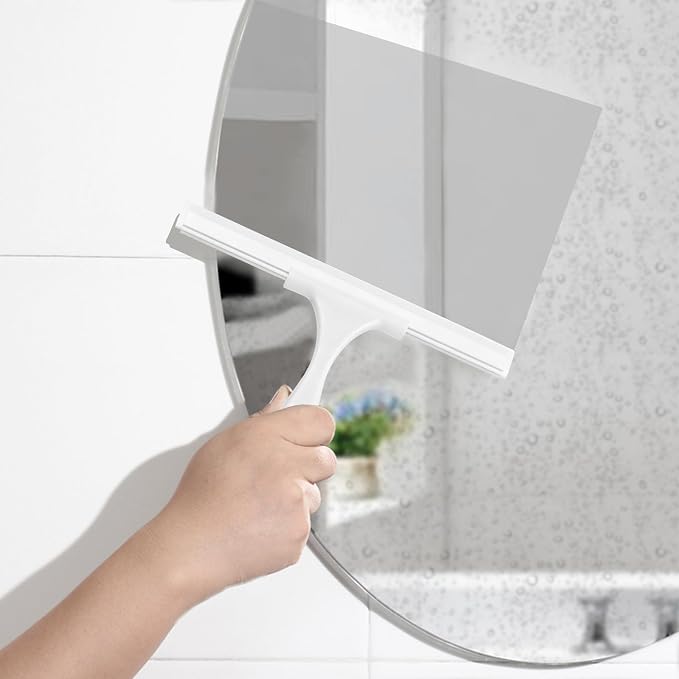 SetSail Squeegee for Shower Glass Door, 10 Inches, White | Stainless Steel Squeegee for Shower Glass Door, All-Purpose Window Squeegee for Shower Mirror Bathroom Car Window Cleaning