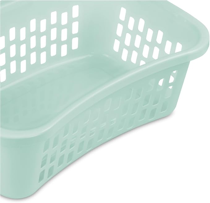Sterilite 12 Pack HipHold Laundry Basket, Plastic Rectangle Clothes Hamper with Comfort Grip Handles & Reinforced Rim, 1.5 Bushel Capacity, Mint