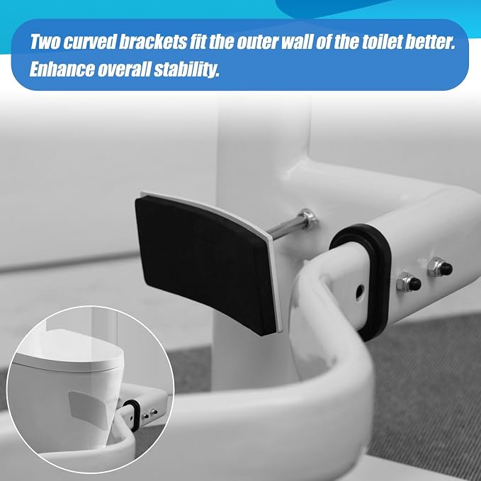 FSA/HSA Eligible Toilet Safety Rails for Elderly with Solid Wood Handles, Adjustable Height & Width, Heavy Duty Thickened Toilet Safety Frame, 520 LBS Capacity, Handles for Disabled & Seniors
