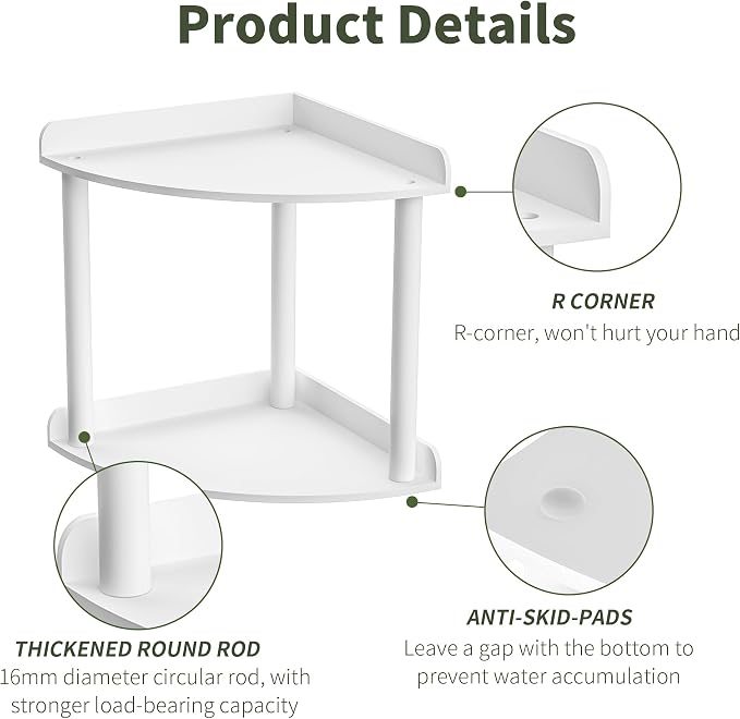 Sezanrpt 2 Tier Countertop Corner Organizer Shelf 7x7x8 Inch, White Acrylic Bathroom Vanity Storage Organizer Corner Shelf for Skincare, Cosmetics, Perfume