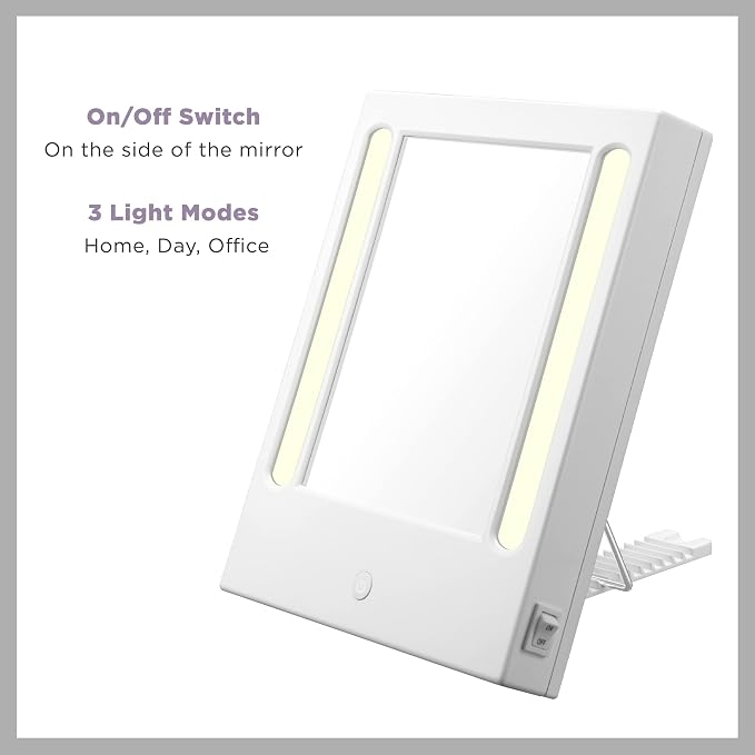 Conair Lighted Makeup Mirror, LED Vanity Mirror, 1X/5X Magnifying Mirror, Corded in Glossy White