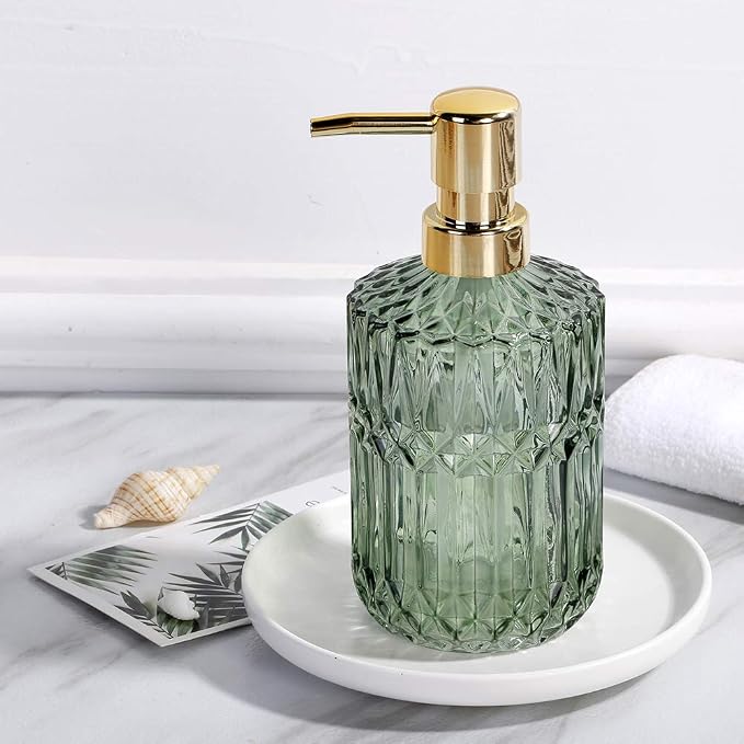 YunNasi Soap Dispenser with Pump, Refillable Liquid Hand Soap Dish Soap Dispensers for Bathroom Counter, Kitchen Sink (Green) | Liquid Hand Soap Dish Soap Dispensers for Bathroom Counter, Kitchen Sink, Green