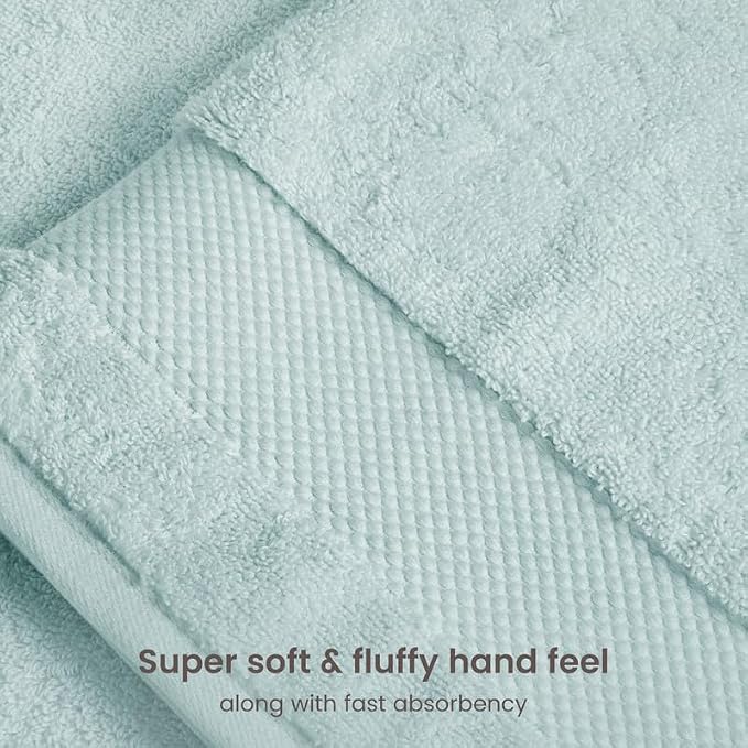 100% Organic Cotton 700 GSM Plush Bath Towels 30" x 58" GOTS Certified - Seafoam, Pack of 2