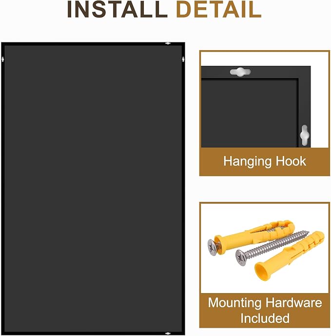 Bathroom Vanity Mirror for Over Sink, 48x30 Inch Matte Black Mirror | Shatterproof Tempered Glass, Anti-Rust Metal Frame, Rectangle Wall Mirrors for Bedroom, Living Room & Entryway