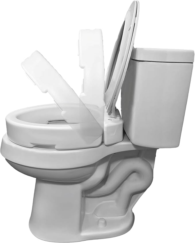 Carex Hinged Round Raised Toilet Seat Riser, Adds 3.5 Inches of Height, 300 lbs Capacity, Elevating and Raising Seat for Elderly and Handicap, Universal, Slip-Resistant, White.