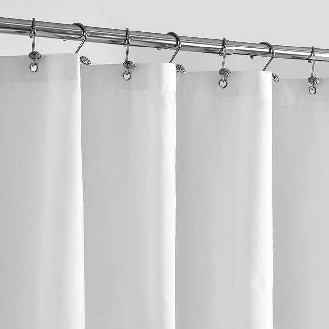 ALYVIA SPRING 72x66 Short Waterproof Fabric Shower Curtain or Liner White | 2 Magnets, Soft Cloth & Hotel Quality, Machine Washable, Light-Weight, Short Size