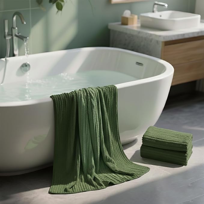 2 Piece Bath Sheets, 40"x80" Bath Towels, Olive Green | Extra-large size, Quick dry, Highly Absorbent, Lint Free，shower towels for bathroom gym spa，Big and Tall users