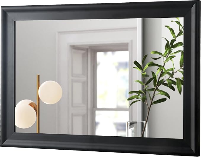 Black Wood Wall Mirror for Bathroom,Rectangle Large 30 x 40 inch Mirrors | Vanity Hanging Mirror with Wooden Frame for Living Room,Bedroom,Entryway