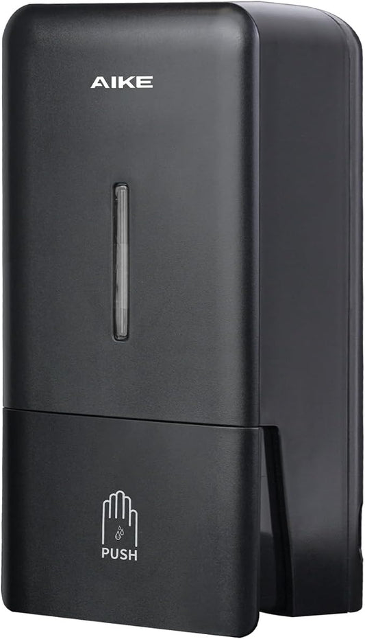 AIKE Liquid Commercial Soap Dispenser,27oz for Bathroom Modern Black,AK1006 | No-Drill and Screw Dual Wall Mount Install Design for Space-Saving,Easy Push Easy Refill and Large Capacity for Commercial