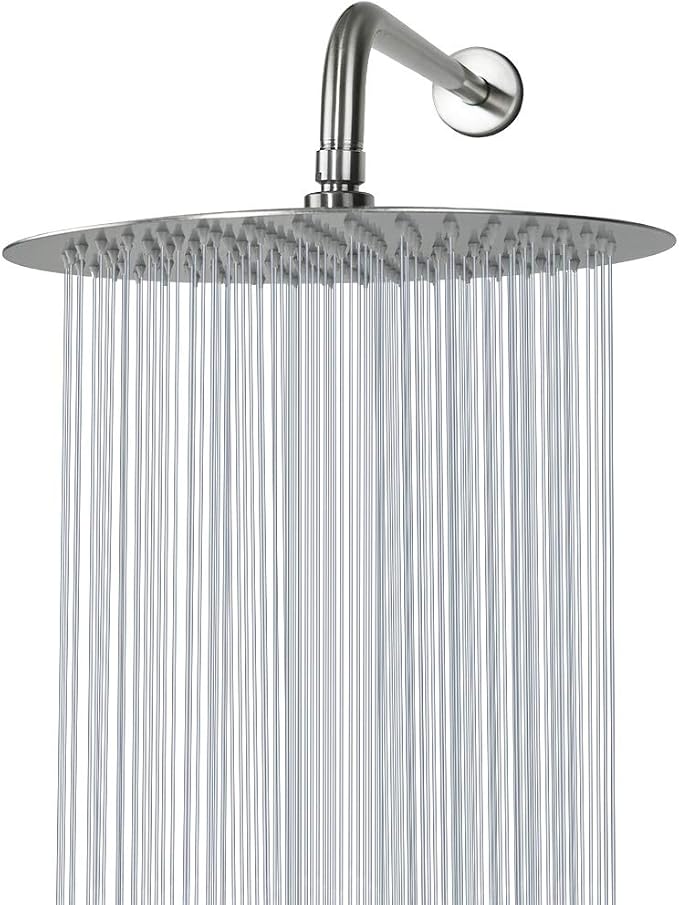 NearMoon Rain Shower Head, Ultra-Thin Design-Pressure Boosting, Awesome Some Experience, High Flow Stainless Steel Rainfall Head (12 Inch, Brushed Nickel)