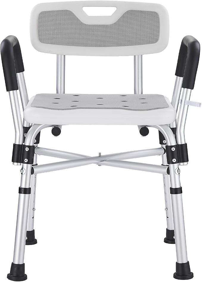 Shower Chair for Elderly and Disabled Inside Shower,Gray | 6-Height AdjustableShower Seat for Inside Tub,Shower Chair with Arms and Back 400 LB Heavy Duty