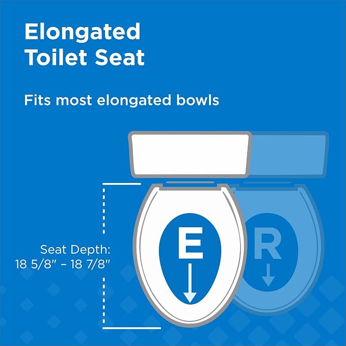 Gerber Elongated Toilet Seat with Cover, Standard Close, Quick & Easy Install, Heavy-Duty Plastic, Adjustable Fit for Standard Elongated Toilets, Durable & Fade-Resistant, White G0099216