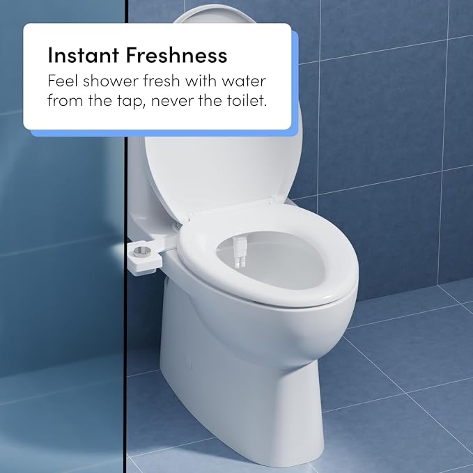 TUSHY Fresh Dual Nozzle Cool Water Bidet, Chrome Knob | Ultra Slim Toilet Seat Attachment, Non-Electric, 180° Front and Rear Wash, Self-Cleaning, 10 Minute DIY Install