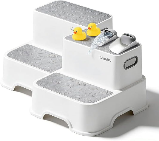 2 Pack Toddler Step Stool, Non-Slip Kids Bathroom Stool | For Bathroom Sinks, Toilets and Potty training,Kitchen, Supports Up to 200 lbs for Adults