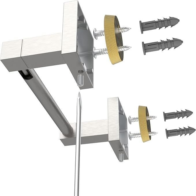 RUACQ Brushed Nickel Toilet Paper Holder Wall Mount for Bathroom, 2 Pack | Dual-Post Pivoting Tissue Roll Holder with Square Base, Rustproof 304 Stainless Steel, Screw-in, for Hotel Apartments, Modern