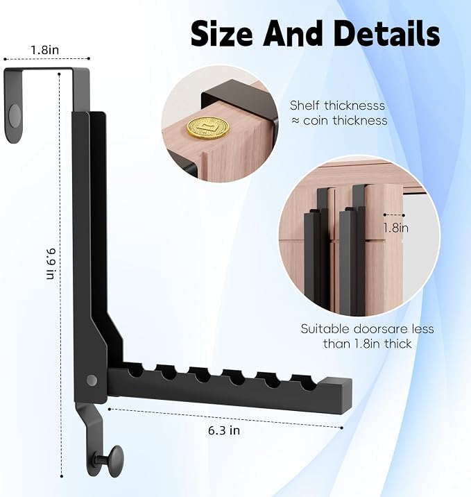 2 Pack Over The Door Hanger Folding Clothes Drying Rack, Folding Hanging Coat Rack for Indoor Laundry Room Compact Small Space Foldable Portable Clothing Hanger Hook Collapsible (Black-2(Upgraded))