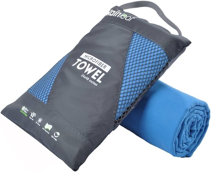 Rainleaf Microfiber Towel Quick Dry Camping & Travel & Gym Towel. Compact | Super Absorbent, Lightweight, Fast Drying. Suitable for Beach, Bath, Backpacking, Hiking, Swim.