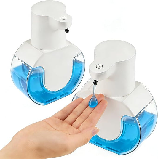 2 Pack Automatic Liquid Soap Dispenser Touchless, 15oz/420ml Rechargeable Hand Soap Dispensers, 4-Level Adjustable, Wall Mounted/Countertop for Bathroom Kitchen Sink Dish Soap,Hands-Free(White)