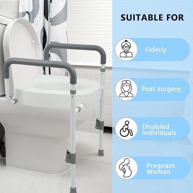 Toilet Seat Risers for Seniors with Handles, 3.5-inch Rise | Raised Toilet Seat with Handles for Seniors, Elevated Toilet Riser for Handicap & Elderly, Assists Standing & Sitting
