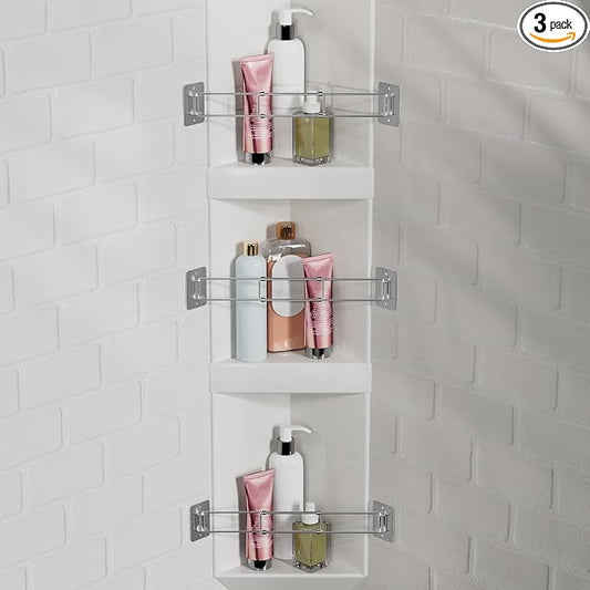 RV Shower Corner Storage Bar, 7.9-13.7 inches RV Bathroom Corner Shelf Rod | Travel Trailer Storage Organization Corner Bar, Stainless Steel RV Shower in Camper Shelf BaMust Haves Accessories (3 Pack)