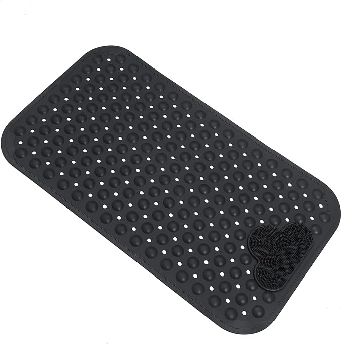 Bathtub Mat Non Slip Shower Mat Bath Mat for Tub 28" X 16" Black | Bath Tub Mat Non Slip, Machine Washable, Foot Massage, Non Slip Bath Mat, Shower Mat for Inside Shower, Bathroom Mat