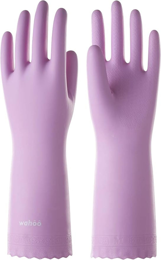 LANON wahoo Cleaning Gloves with Cotton Flocked Liner, Mauve Mist, Small | Skin-Friendly, Dish Washing, Reusable, Latex Free, DEHP-Free,Non-Slip, Dishwashing Household Kitchen Gloves