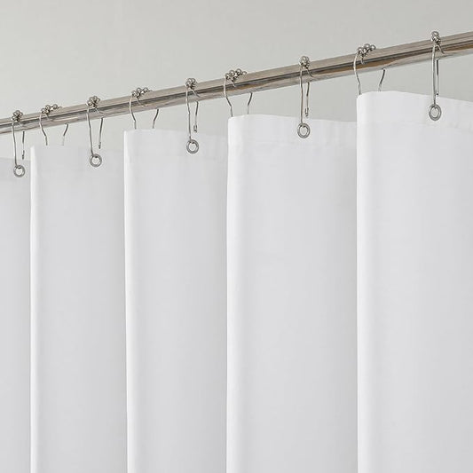1 Pack Long Water-Repellent Fabric Shower Curtain Liner,72x78 White | 100% polyester, 3 Magnets, Rustproof Grommets & Weighted Hem, quick-dry, machine washable, hotel quality for bathroom