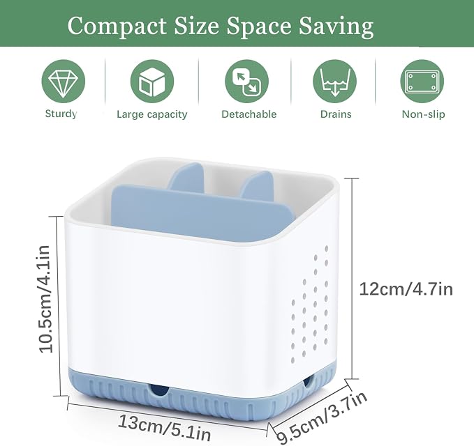 Bathroom Toothbrush Holders, Kids Toothbrush and Toothpaste Holder (Blue) | Easy To Clean, Drainage, Removable, Non-Slip, 4 Slots Tooth Brush Holder for Bathroom Countertop Organizer