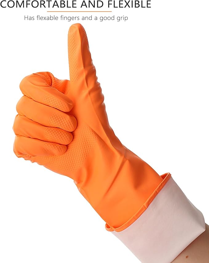 Latex Free Nitrile Cleaning Gloves, Large, 3 Pairs | 12 Mil Thick, Reusable Gloves with Non-Slip Grip, Waterproof for Dishwashing, Kitchen, Bathroom & Household Cleaning