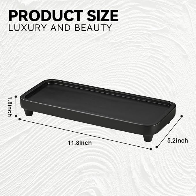 Bathroom Tray for Counter,Vanity Tray,Soap Dispenser Tray for Kitchen Sink, Kitchen and Home Decor(Black)