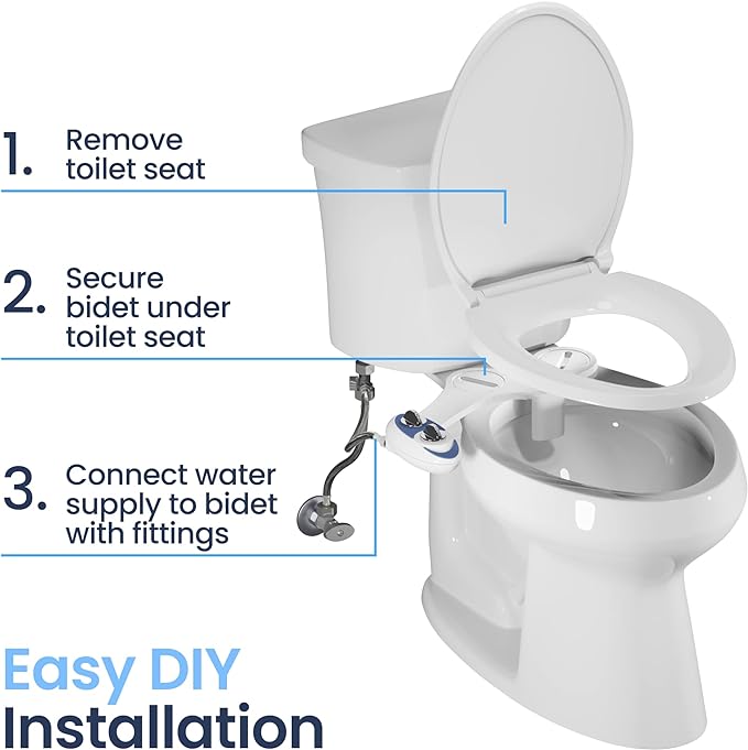 LUXE Bidet NEO 120 - Bidet Attachment for Toilet Seat, Blue | Non-Electric, Single Nozzle, Self-Cleaning, Adjustable Water Pressure, Rear Wash