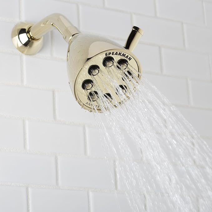 Speakman S-2251-PB Signature Icon Anystream High Pressure Adjustable Solid Brass Shower Head, Polished Brass